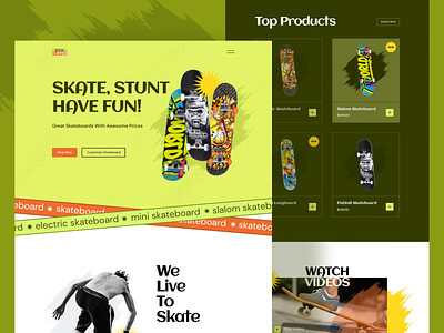 Kick Flipper- Skateboard Store Template activity design elementor fun game gutenberg landingpage play product landingpage sports stakeboard ui ux web