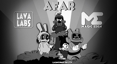 AFAR lavalabs 30th blackandwhite cartoon game illustration nft oldschool