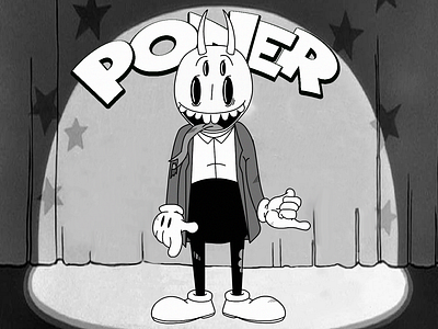 This is Pooner 30th blackandwhite cartoon design disneystyle oldschool