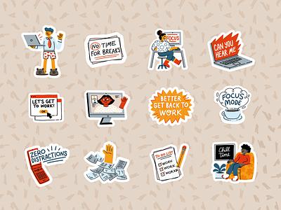 Passion Planner Sticker Pack 2/3 character cute design flat illustration procreate stickers vector