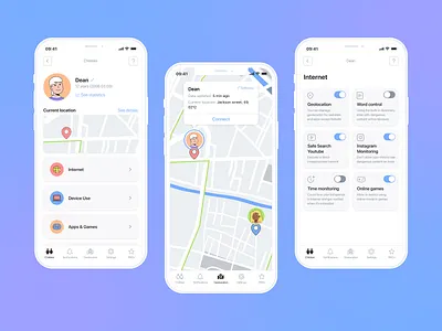 Application for parental control "Kidsafe" | UX/UI-design application design for ios friendly minimalism mobile app mobile application parental control product design ui uidesign ux uxuidesign