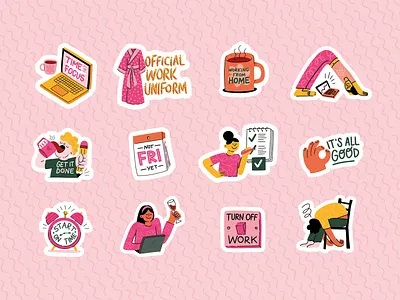 Passion Planner Sticker Pack 3/3 character cute design flat illustration procreate stickers vector