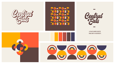Central Eats restaurant branding design graphic design illustration illustrator logo mural pattern vectorart wallart