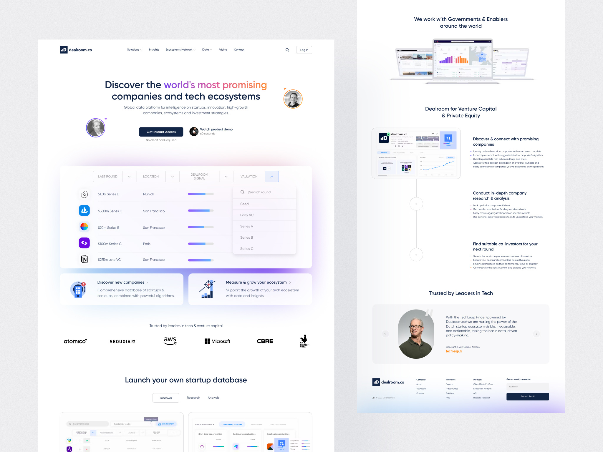 Dealroom.co – Website for global startup platform clean company design ecosystem freelance innovation interface landing landing page modern startup strategy ui upwork ux webdesign website