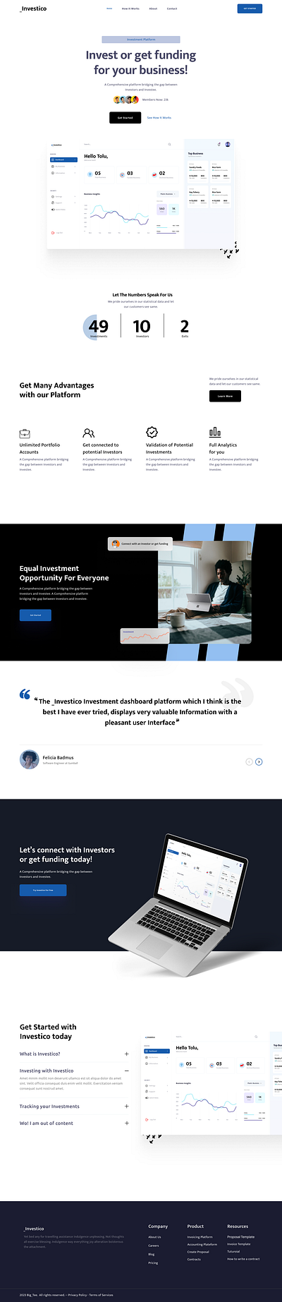 Investment Landing Page animation figma landing page ui ui design