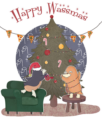 X-mass cartoon christmass cute holidays wassie xmass