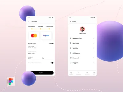 Checkout and Profile App UI/UX checkout ui payment ui profile ui