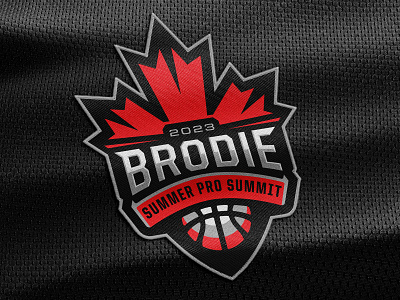 Brodie Summer Pro Summit badge basketball bevel bold branding clean crest custom type illustration logo logo design maple leaf modern ribbon shield sports branding sports logo tournament tournament logo vector