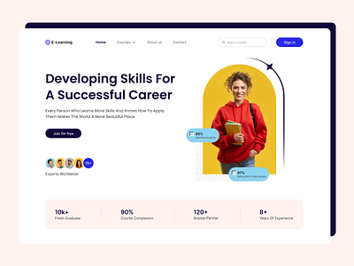 E-Learning Platform Landing page UI app branding design e learning education landingpage product design ui ux webdesign