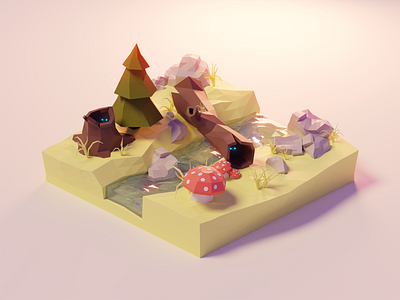 Blender Scene Cartoon 3D Model-Forest 3D 3d