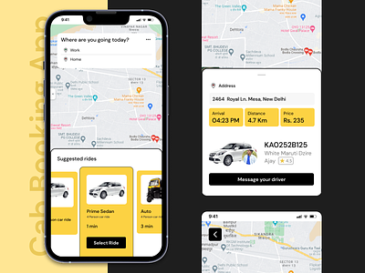 Cab Booking App app design cab light mode map mobile app mobile ui ola app online taxi online taxi booking app design ride taxi taxi booking taxi ui uber uber app ui ux
