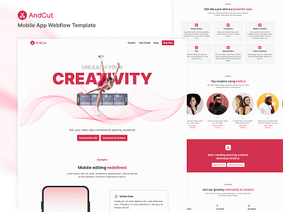 AndCut - Mobile App Website Template app branding design illustration landing page saas ui website