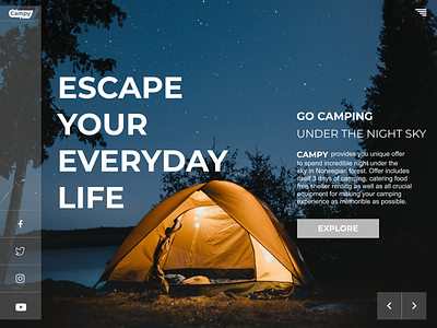 Camping website concept app camping camping website colors design graphic design illustration landing page logo ui ux ux ui design uxui uxui designer webdesign webdesigner website design
