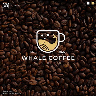 Whale Coffee Logo branding design flat design graphic design illustration logo typography vector