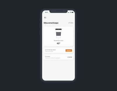 Smart cup control panel figma mobile app ui ux