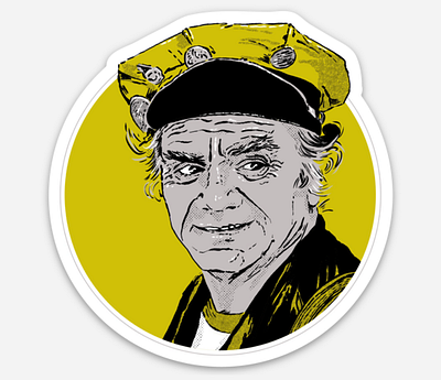 Ernest Borgnine as Cabbie in Escape From New York illustration portrait illustration sticker design