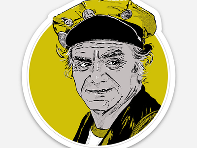 Ernest Borgnine as Cabbie in Escape From New York illustration portrait illustration sticker design
