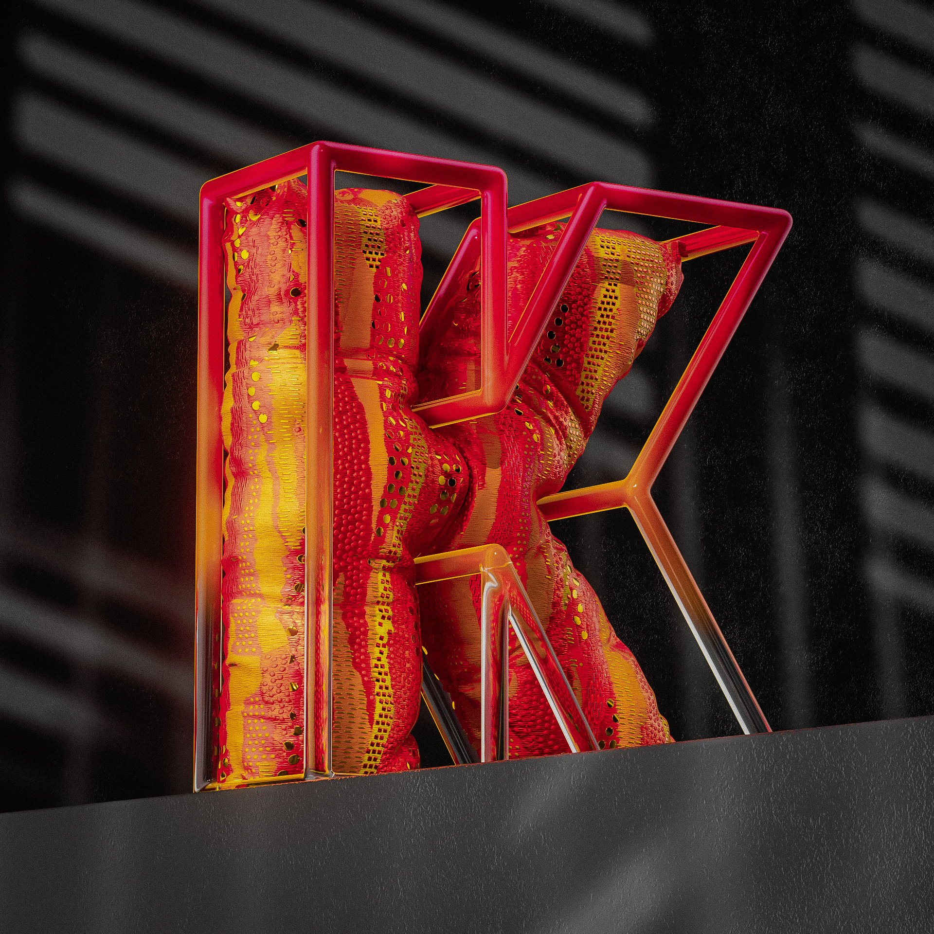 K for 36daysoftype 36daysoftype 3d 3dtype balloon c4d camilociprian cgi cloth design illustration letter k orange redshift3d render type