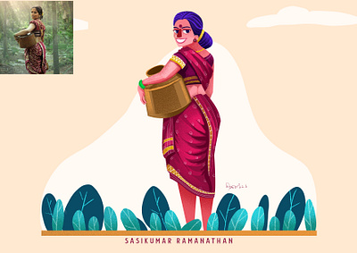 Tamil women (தமிழ் பெண்) character design illustration tamil women trending illustration village women
