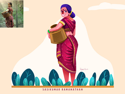 Tamil women (தமிழ் பெண்) character design illustration tamil women trending illustration village women