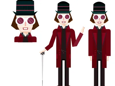 Willy Wonka cartoon character flat person willy wonka