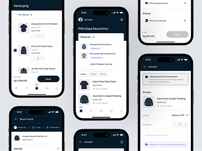 Fashion Commerce App (More Screens!) app buy cart clean commerce design fashion interface market marketplace minimal online ordering outfit screens shop simple style ui ux