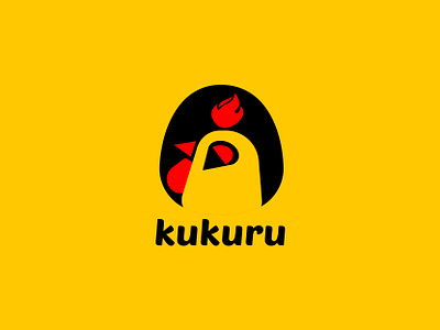 Kukuru logo branding chicken logo design fire flat food logo graphic design icon logo