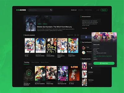 Anime Streaming Website anime design minimal simple ui video