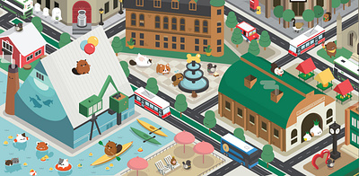 Old Toronto character colorful cute design editorial illustration illustrator isometric map vector