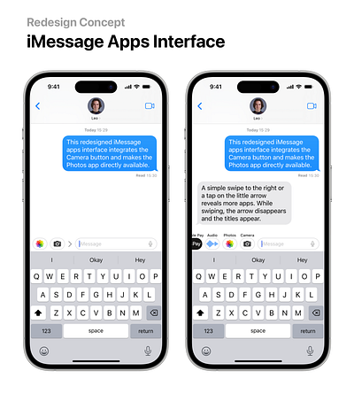 Concept: iMessage Apps Interface Redesign app design apple design imessage interface design ios 17 ios concept message apps ui concept