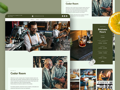 Cedar Room - Other Pages bar drink food restaurant ui ui design ux web design website