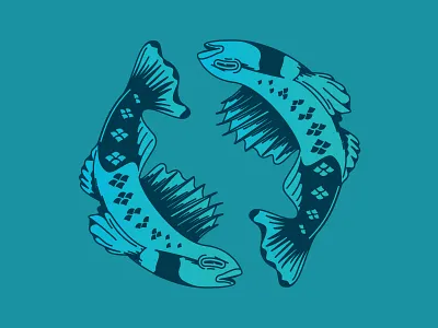 Spin Cycle design fish illustration print design vector