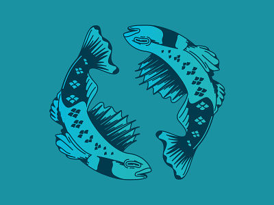 Spin Cycle design fish illustration print design vector