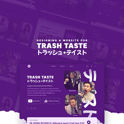 Trash Taste-Podcast Website Design branding design podcast design ui ui design visual design website design