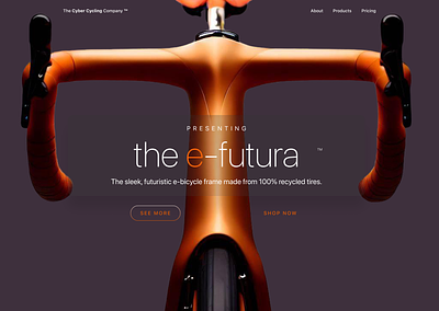 The e-futura bicycle e-bicycle landing page ui website