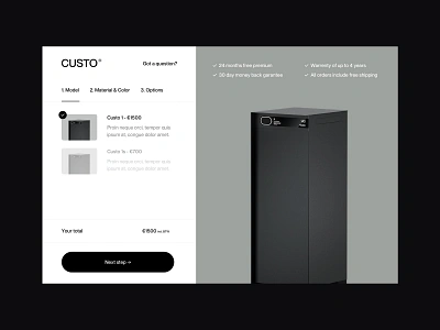 Custo Configurator clean configurator design iot landing mailbox type ui ux