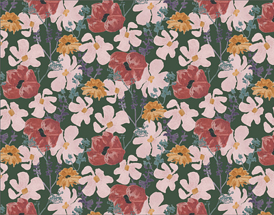 Gouache Wildflower Pattern design illustration pattern surface pattern design
