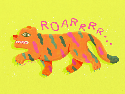 🐅 ROARRR!! 🐅 art cartoon characterdesign design digital digitalart flat gongxi illustration minimal mix media risograph tiger tiger illustration vector