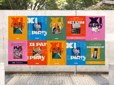XL Party 40th brand branding color dynamic lettering palette party posters type typography xl