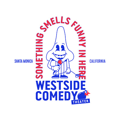 Westside Comedy badge branding illustration logo typography