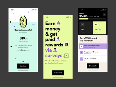 Payment reward app android animation app design best android app design interaction ios ios app mobile motion top android app ui user experience user interface ux