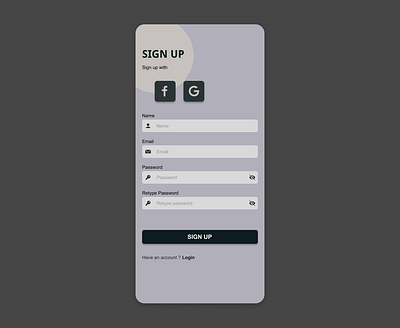 Sign Up Mobile App dailyui