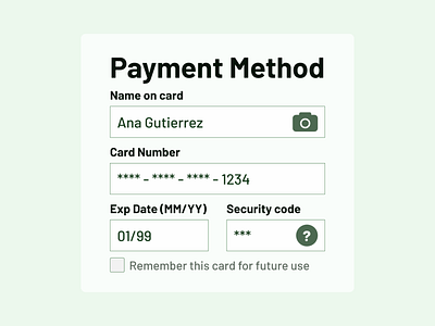 Credit Card Checkout UI credit card payment ui