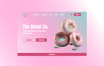 Landing Page Donut Webshop #DailyUI 3d branding graphic design logo ui