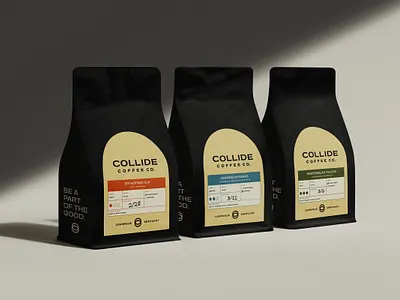 Collide Coffee Co. | Packaging bag bean blend brand branding coffee collateral collide design faith logo logo design minimal ministry nonprofit package packaging print roast simple