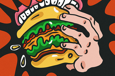 burger - illustraion burger eating fast food graphic design hand illustration junk food procreate texture