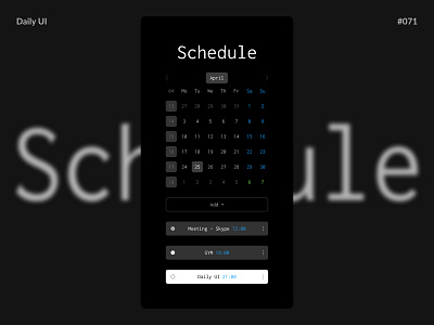 Schedule — Daily UI #071 challenge daily daily ui daily ui 071 dailyui dailyui 071 dailyui071 schedule ui ux