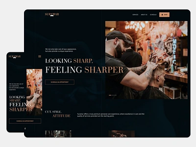 Suramar Barber Shop ─ concept barbershop branding layout logo ui ux warcraft web website world of warcraft wow