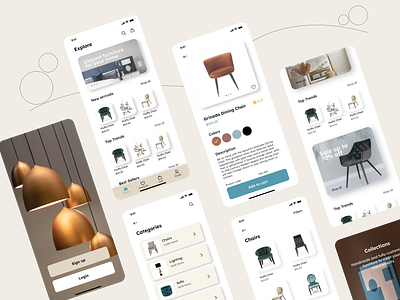 Mobile Design: Furniture E-commerce App app architect design e commerce furniture graphic design home illustration product sofa store ui ux