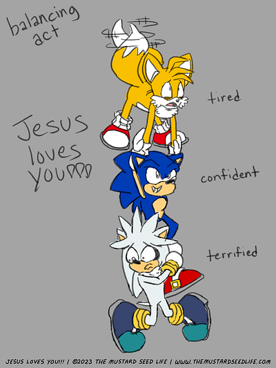 “Balancing Act” Tails, Sonic, & Silver animation animation basics basics cartoon character characters digital fan art fanart illustration jesus loves you!!! practice silver silver the hedgehog sonic sonic the hedgehog style stylized tails the mustard seed life